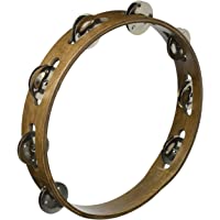 MEINL Percussion Traditional Wood Tambourine with Sonajas de acero - 1 Fila- Nogal Marrón (TA1WB)